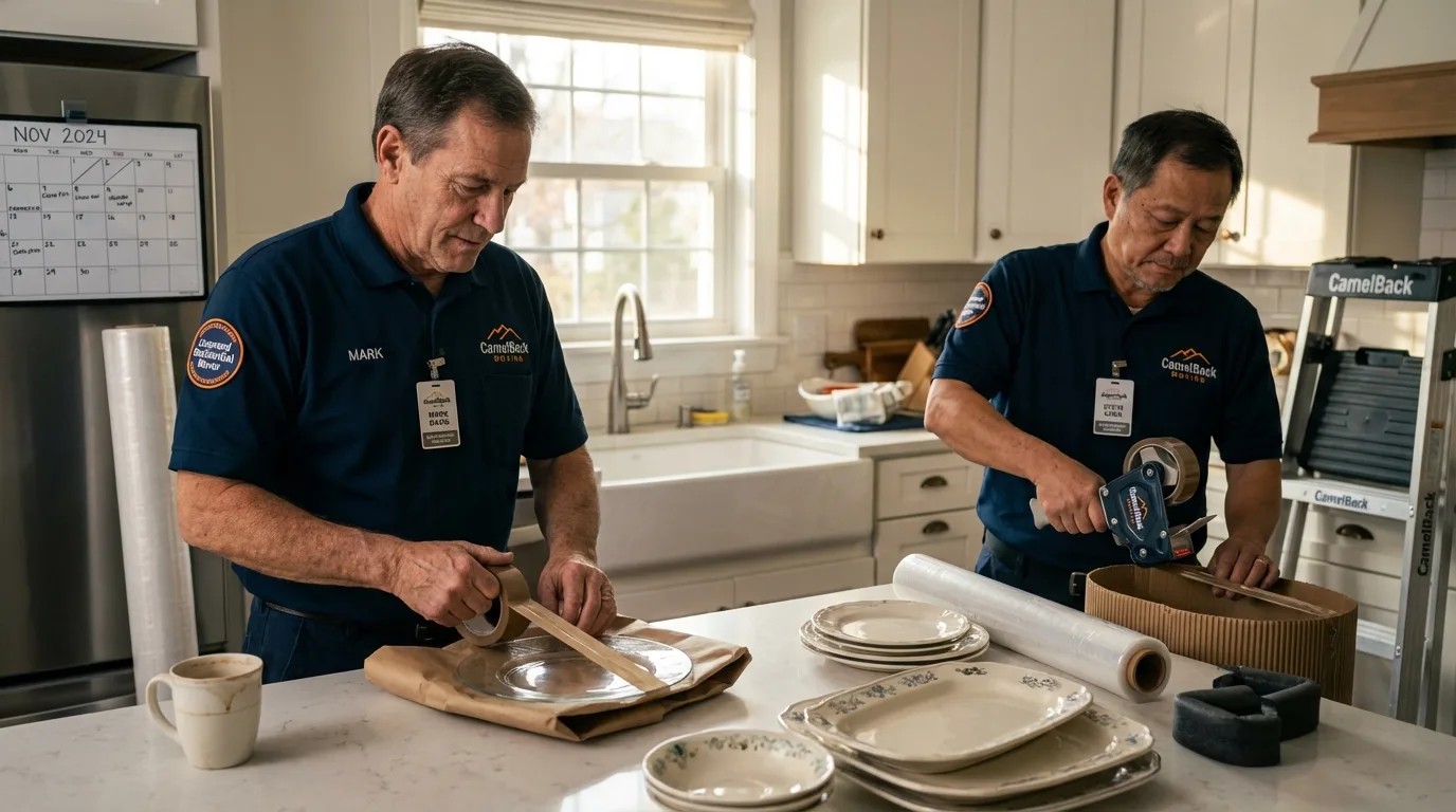 Professional crew packing kitchen dishware in Graysville, TN